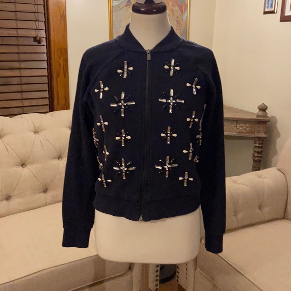 Banana Republic Jeweled Sweatshirt Cardigan